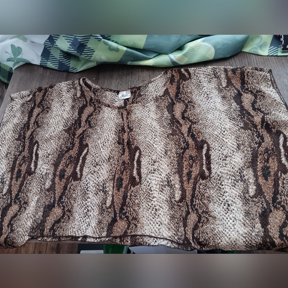 Kala Brown and Black Leopard Print Blouse
